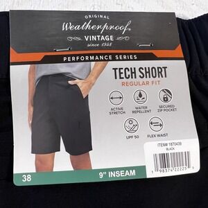 Weatherproof Vintage Tech Shorts Regular Fit Men's 38 9" Inseam Black NWT‎